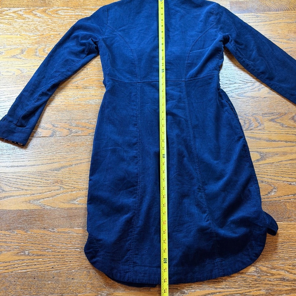 Maeve Anthropologie Navy Blue Corduroy Tie Front Boho Dress Womens Size 0 Fall - Picture 10 of 11